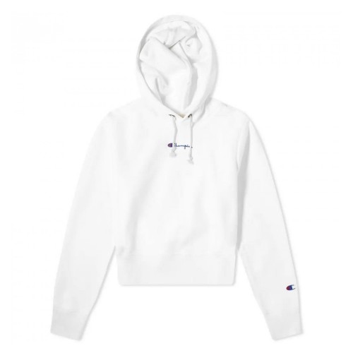 Champion Reverse Weave Cropped Small Script Logo Hooded Sweatshirt