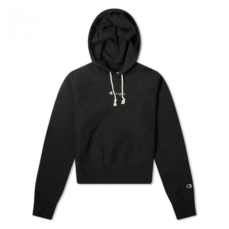 Champion Reverse Weave Cropped Small Script Logo Hooded Sweatshirt